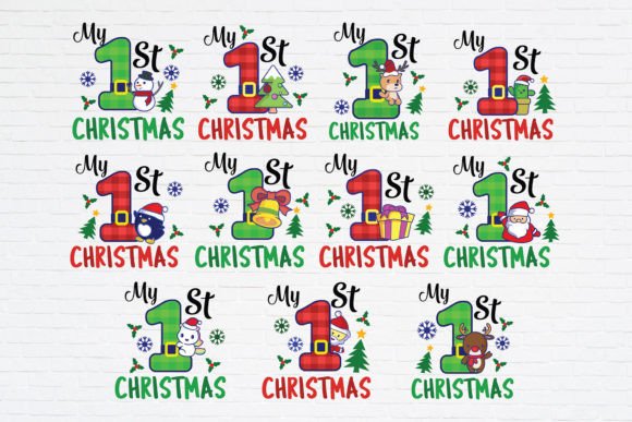 Baby 1st First Christmas Ornament Illustrations