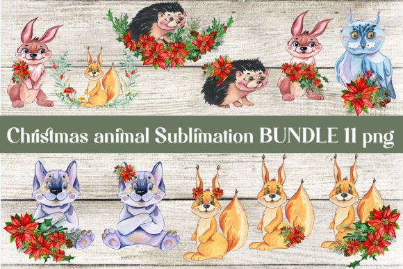 Christmas Animals Clipart, Winter Png for Branding and Packaging