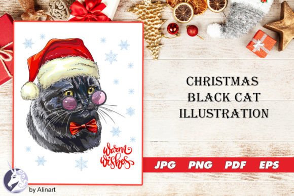 Christmas Black Cat Illustration Review for Sellers