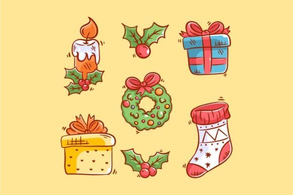 Christmas Elements Icons Collection Set for Illustrations