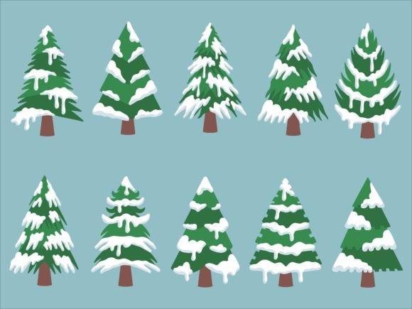 Christmas Fir Tree Snow Watercolor