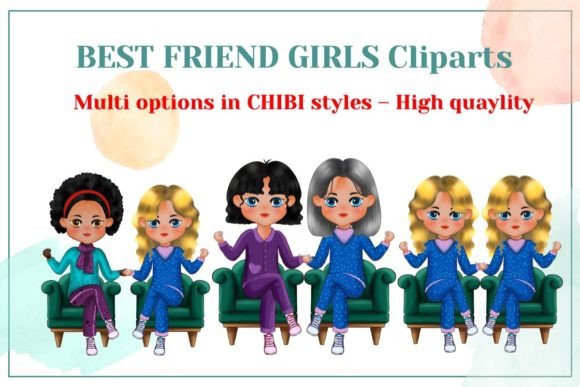 Christmas Friends Xmas Girls Clipart for Illustrations