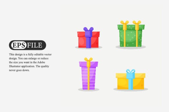 Christmas Gift Box Cartoon Style Review for Illustrations