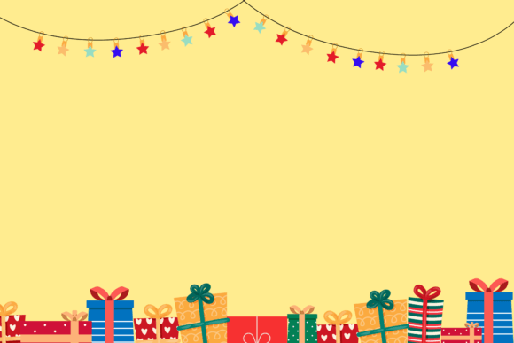 Christmas Gift Yellow Background Illustrations