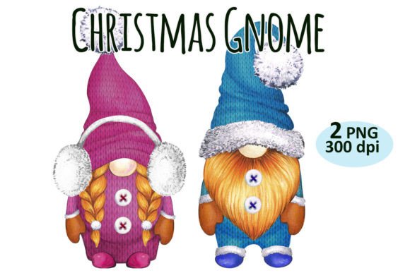 Christmas Gnome Couple Clipart PNG Set for Branding and Packaging