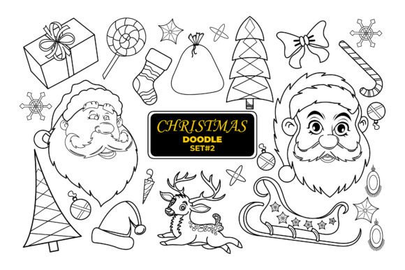 Christmas Hand Drawn Doodle Set for Illustrations