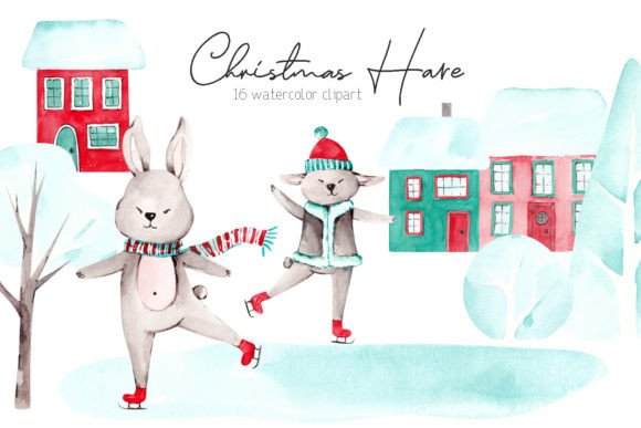 Christmas Hares Clipart: Festive Illustrations for Handmade Creators