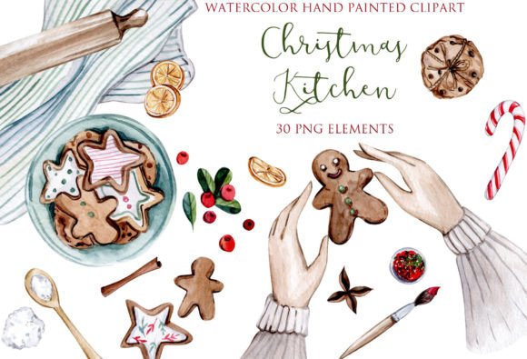 Christmas Kitchen Aesthetic Clipart for Modern Illustrations