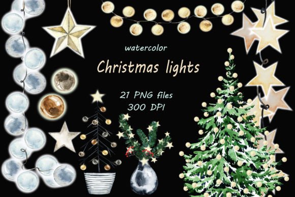Christmas Lights Clipart PNG Winter for Illustrations