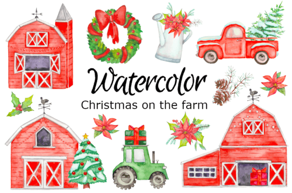 Christmas on the Farm Watercolor Clipart: A Designer's Review