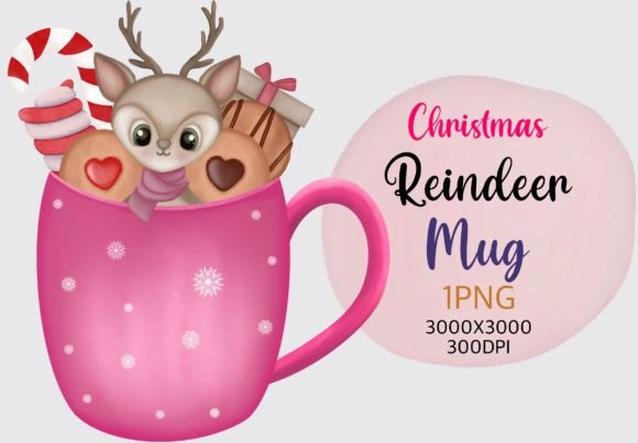 Christmas Reindeer Mug Clipart for Handmade Creations