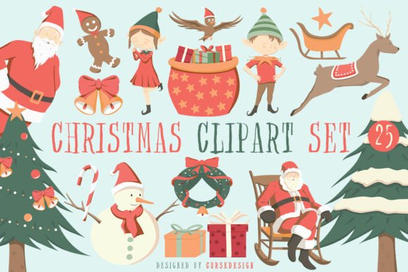 Christmas Snowman Winter Clipart Set for Branding and Packaging