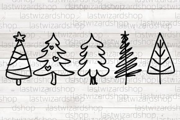 Christmas Tree Pine Hand Drawn Svg for Crafting and Etsy Products