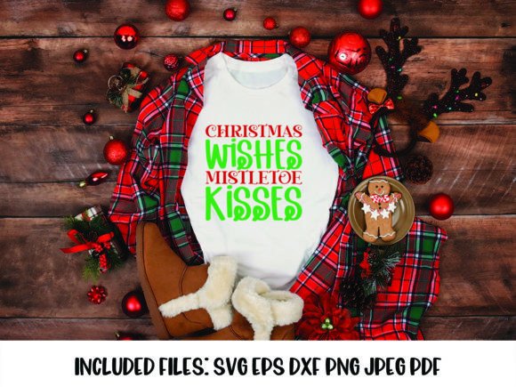 Christmas Wishes Mistletoe Kisses SVG for Festive Illustrations