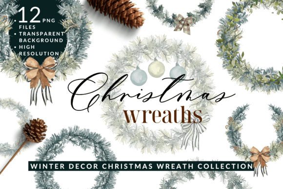 Christmas Wreath Winter Decor Clipart for Modern Illustrations