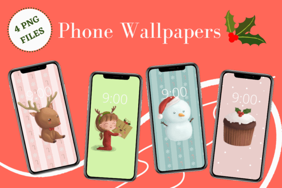 Cute Christmas Smartphone Wallpaper Set for Illustrations