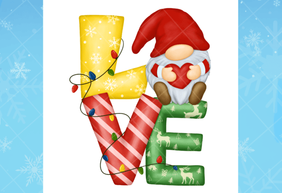 Love Gnome Christmas Sublimation Clipart for Festive Branding