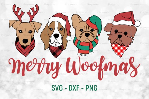 Merry Woofmas, Christmas Dog Illustrations for Festive Branding