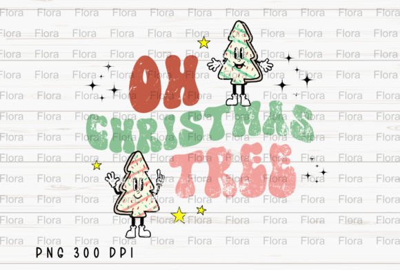 Oh Christmas Tree Retro Sublimation PNG Illustrations