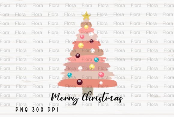Pink Merry Christmas Tree Holiday PNG Illustration