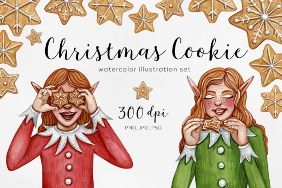 Watercolor Christmas Cookie Illustration for Creative Projects