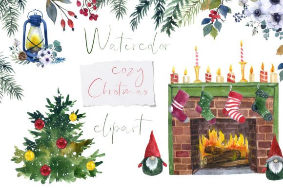 Watercolor Cozy Christmas Illustrations